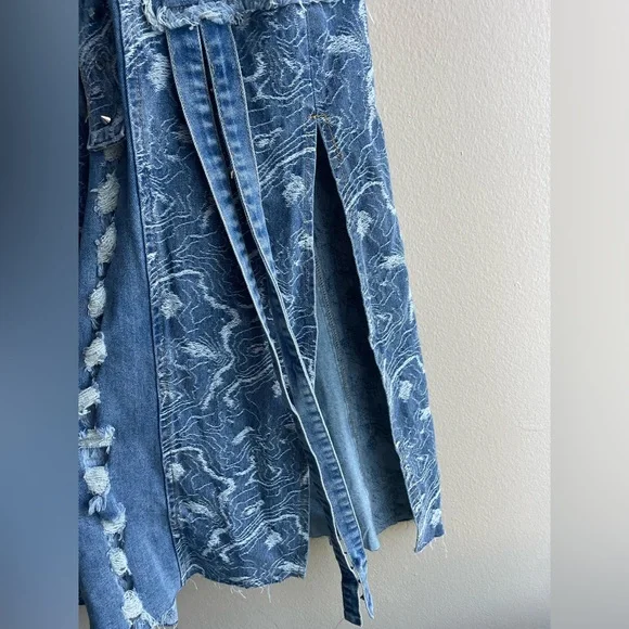 Akira Women Denim Blue Long Boho Maxi Skirt Size XL - Picture 6 of 10